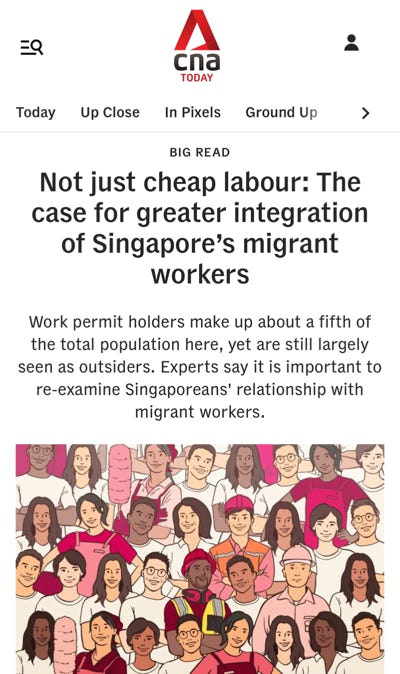 Social integration (June 2025) “The far more important discussion is how such low-wage workers get mistreated through active disempowerment and exploitation or through neglect” - Alex Au, TWC2 Vice-President 